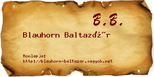 Blauhorn Baltazár névjegykártya